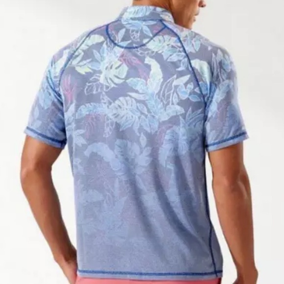 Tommy Bahama Boardwalk Fade IslandZone Polo Shirt Mens XXL Blue Tropical - Picture 2 of 8